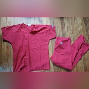 Scrub Zone by Landau  - Women's Red Uniform Nurse Medical 2pc Small Scrub Set